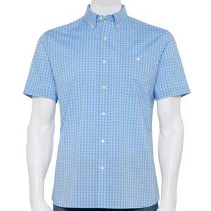 Men Croft & Barrow Slim-Fit Woven Button-Down Short Sleeves Shirt XXL Blue